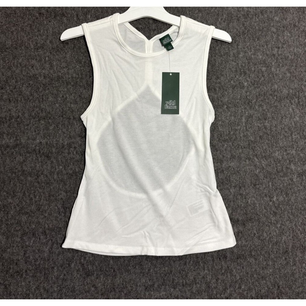 Wild Fable Women's Blouse Tank Top Ribbed White Small